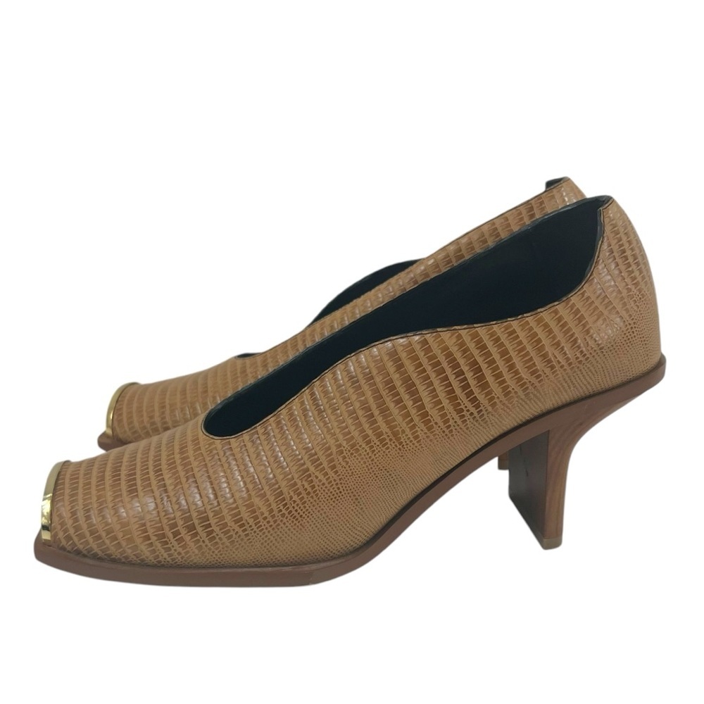 Stella McCartney Brown Snake Effect Faux Leather Pumps 491508